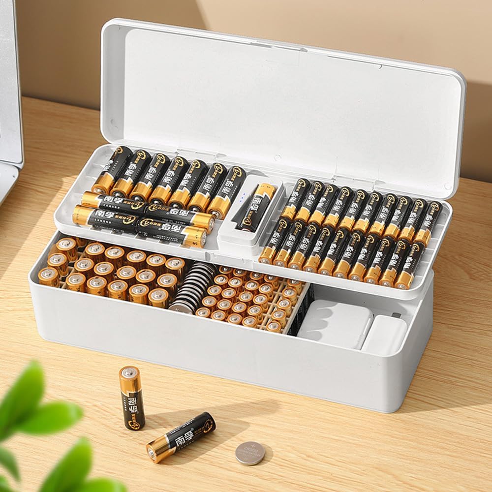 Batterie-Aufbewahrungsbox Batterie-Aufbewahrungsbox Batteriebox Batterie-Organizer mit Tester Kunsts