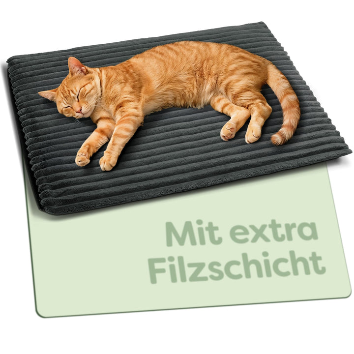 Selbstheizende Wärmedecke Katze 60x45 cm – Weich & Geräuschdämpfend – Waschbarer Bezug – mit Rutschf