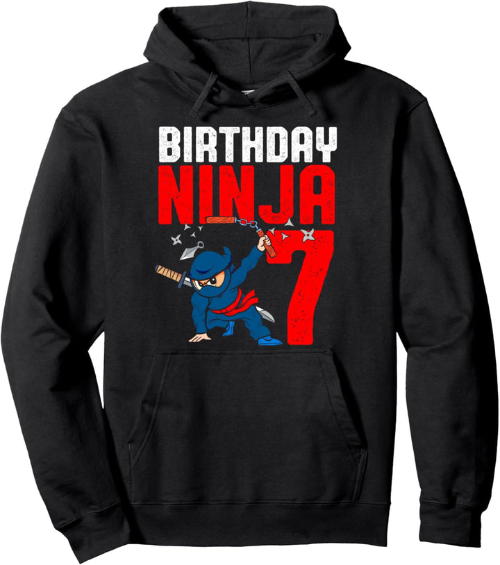 Ninja Geburtstag Party 7 Jahre alt 7. Thema Jungen Mädchen Pullover Hoodie