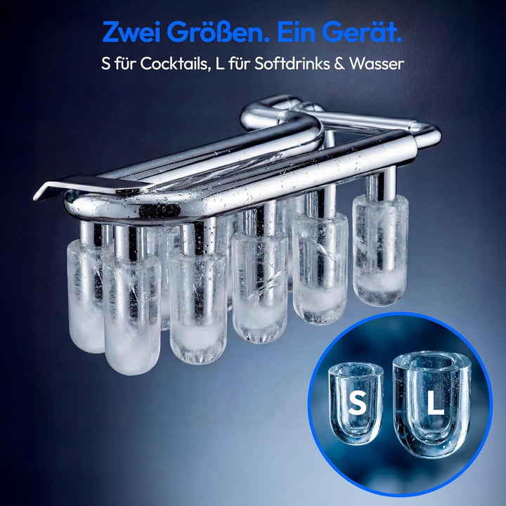 MEDION Eiswürfelmaschine, selbstreinigend, 12 kg Eis/Tag Eiswürfelbereiter, 2 Eiswürfelgrössen S & L
