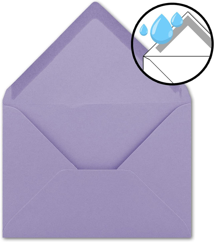 Briefumschläge in Lila - 250 Stück - DIN C5 Kuverts 22,0 x 15,4 cm - Nassklebung ohne Fenster - Weih