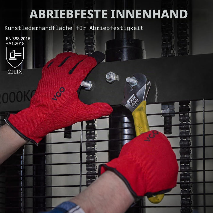 Vgo... 5 Paare Multifunktionale Arbeitshandschuh,Sicherheitshandschuhe,Bauarbeitshandschuhe, Gartenh