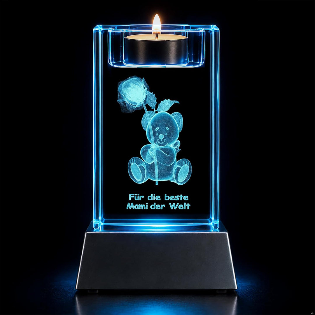 Kaltner Präsente Stimmungslicht - EIN ganz besonderes Geschenk: LED Kerze/Kristall Glasblock / 3D-La