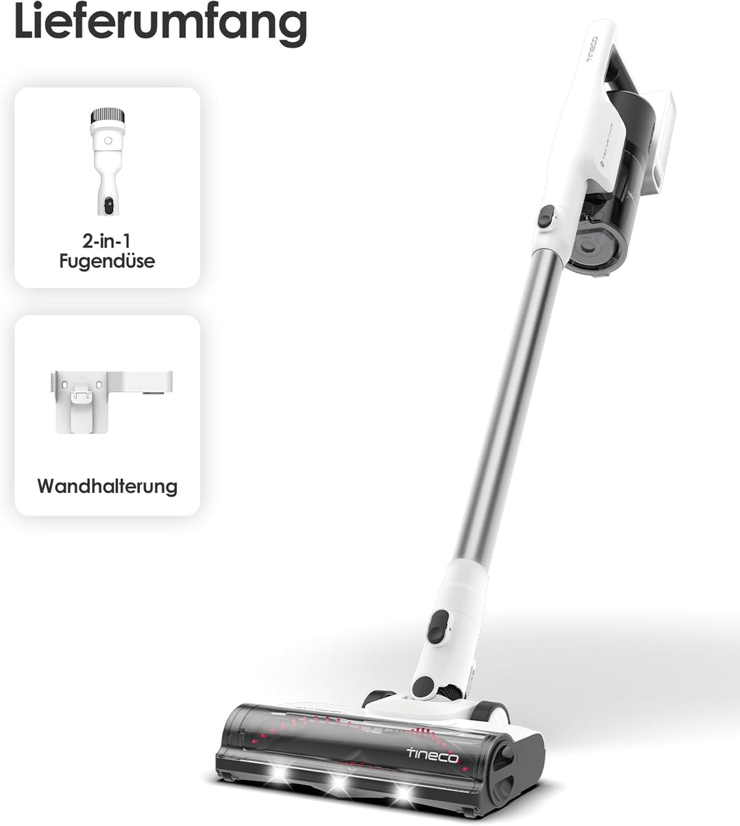 Tineco Pure ONE A25 Akku-Staubsauger, 200AW Starke Saugleistung, bis zu 60 Min Laufzeit, LED-Frontli
