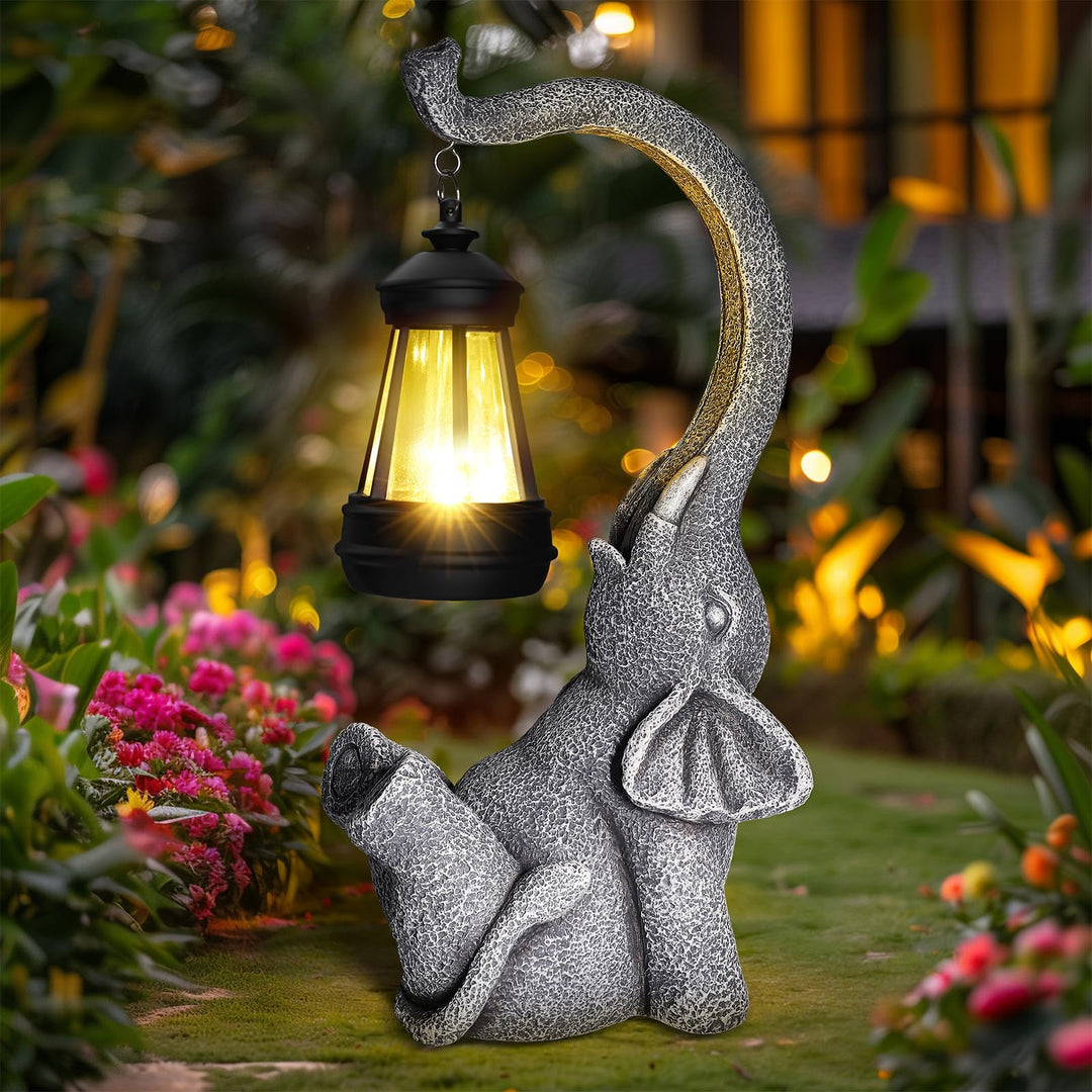 Linkax Geschenke für Frauen Mama Oma, Solar Gartenfiguren Elefant Gartendeko für Draussen, Solarlamp