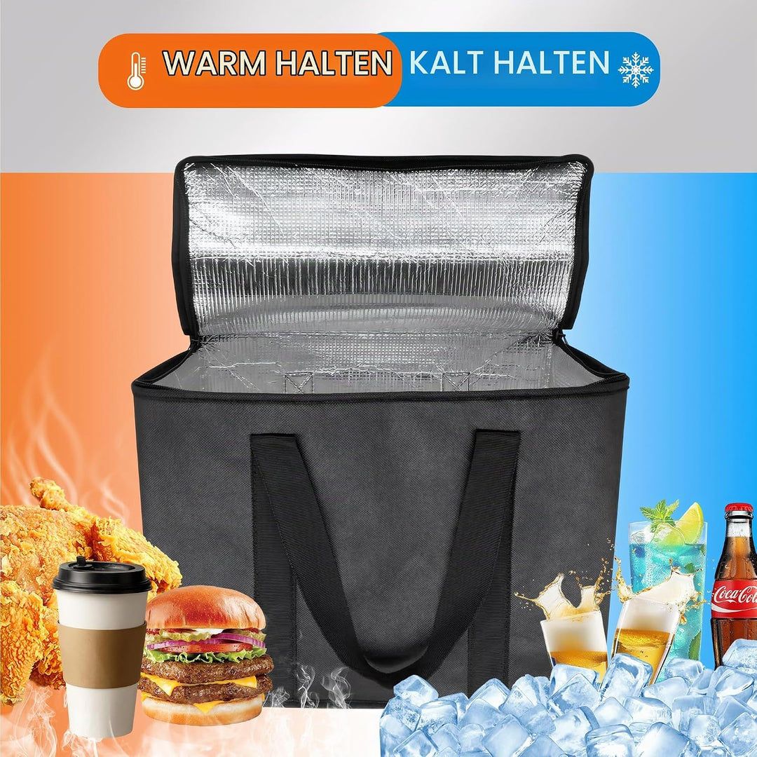 2 Stück kühltasche 40L + kühlakkus (10 Stück),Faltbare kühltasche gross (41x26x33cm),thermotasche,Co