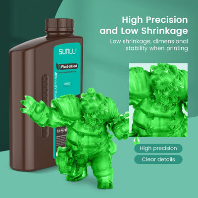 SUNLU 3D Drucker Plant Based Resin, 1KG 405nm UV Geruchsarm Eco Harz für 4K/8K LCD/DLP/SLA Resin 3D