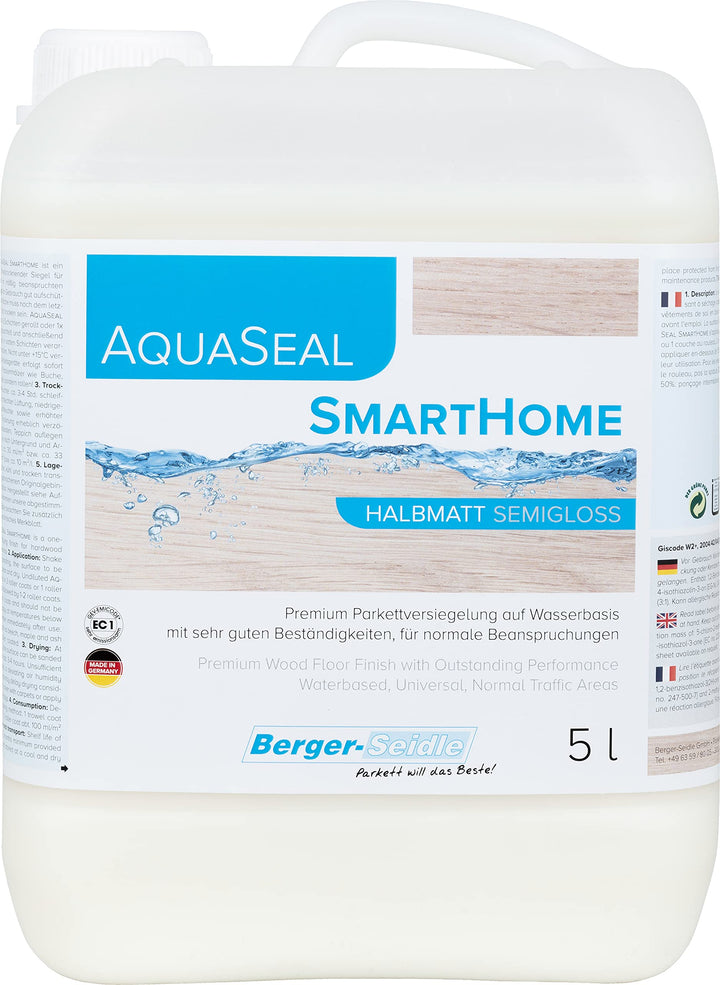 Berger-Seidle Aqua Seal Smarthome, wasserbasierter 5 Liter Wasserlack halbmatt Parkett Fussboden