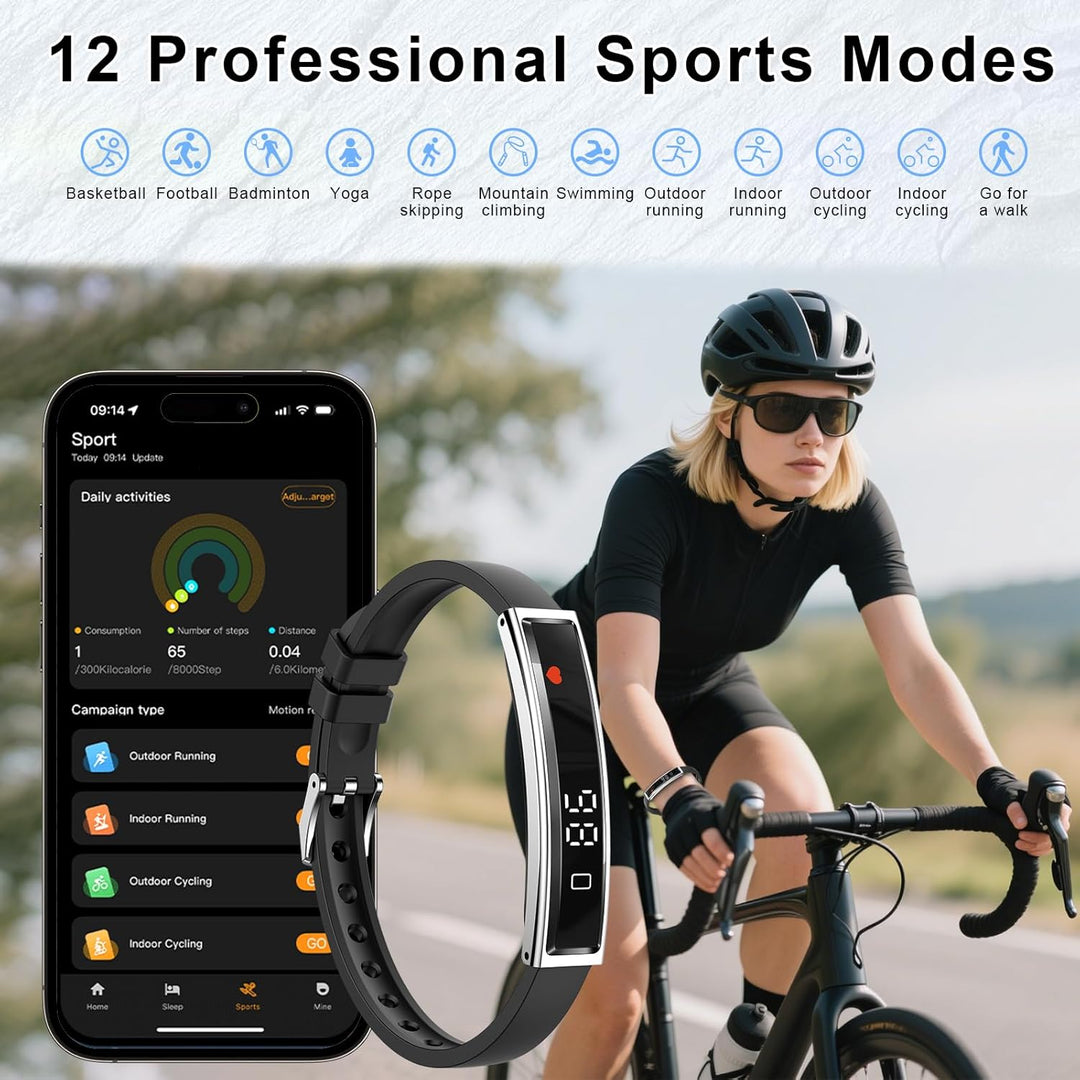Efolen Fitness Armband Damen Herren, 16.5g Smartwatch Pulsuhr SpO2 Schlafmonitor Schmal Schrittzähle