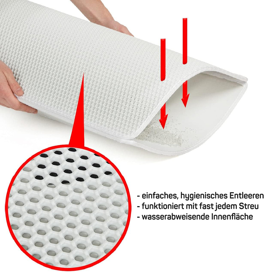 CanadianCat Company ® | 2021 | 58 x 76 cm | Premium Katzenstreu Matte | weiss | grosse Katzenklo Mat