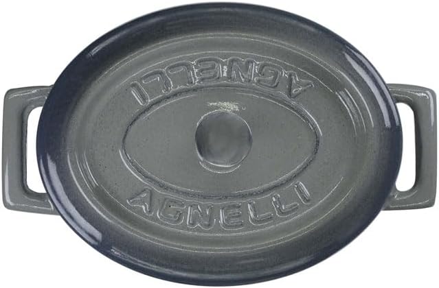 Pentole Agnelli Slowcook Ovale Auflaufform aus Gusseisen mit 2 Griffen, grau, 12 cm 12 x 9 Cm Grau,