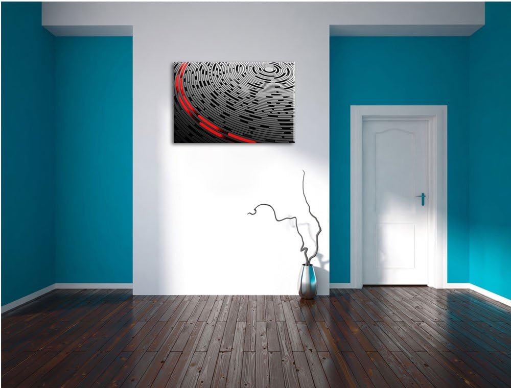 DJ Platte Abstrakte Kunst schwarz/weiss Format: 100x70 auf Leinwand, XXL riesige Bilder fertig gerah