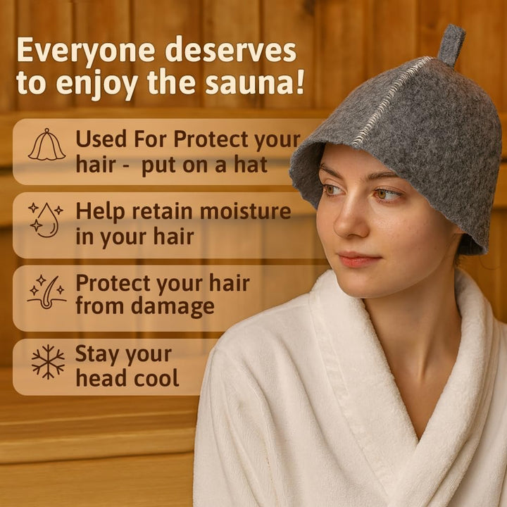 ASKOLD 2 Stück Saunahüte Grau Filz Saunahut für Herren - Russischer Banya Hut für Männer Saunamütze