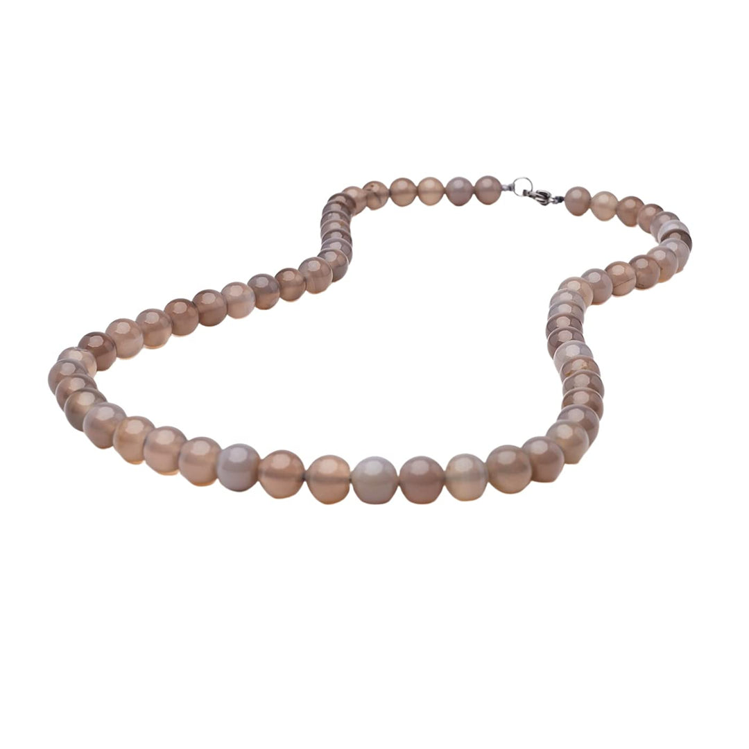 Handgemachte Herren Perlenkette Kette Tigerauge Onyx Grau Achat Jaspis | 8MM Natürliche Edelsteine H