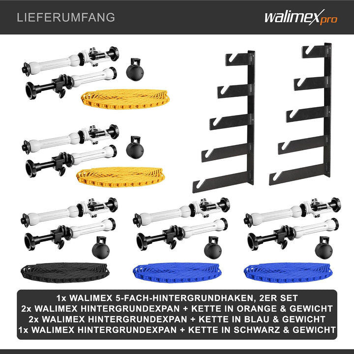 Walimex 5-fach Hintergrund Wandmontageset (5er Set) mit 5 Expan, mit 5 Expan