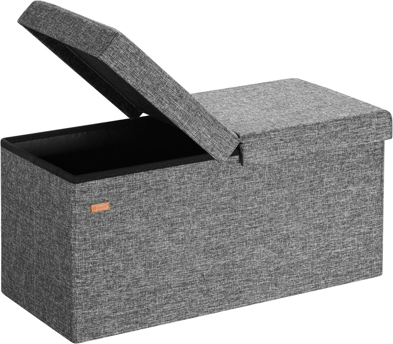 Casaria® Sitzbank mit Stauraum 80x40x40cm Dunkelgrau Deckel Klappbar Gepolstert Faltbar 100L Stoff S