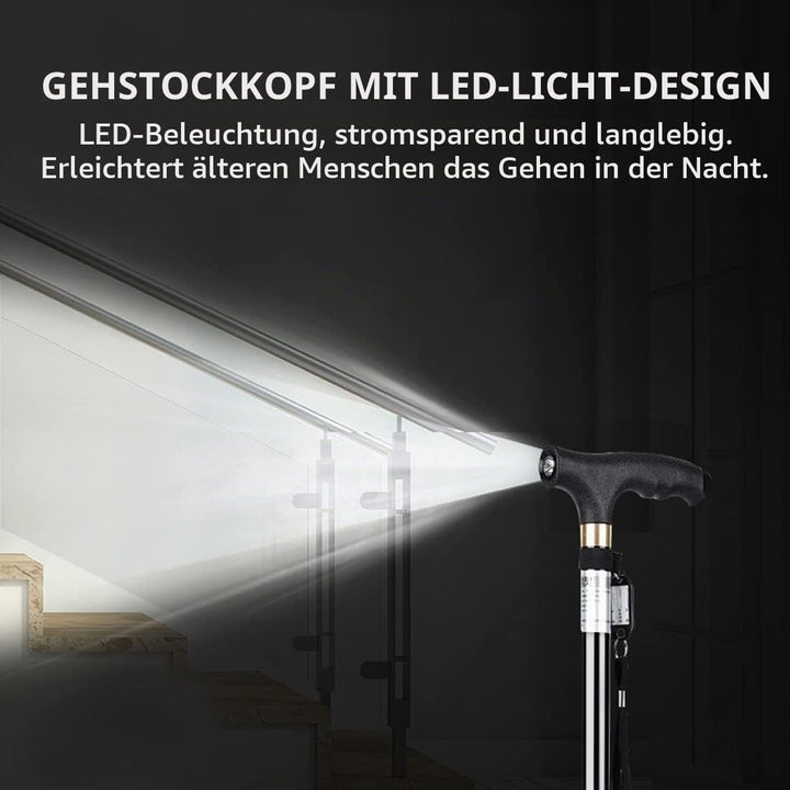 KCareU Anti-Rutsch-Gehstock Walker Spazierstock Aluminiumlegierung Ultraleichter Quadripod-Stock Bla