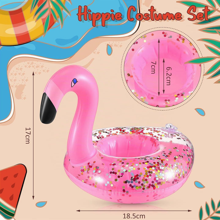 Perthlin 16 Flamingo Aufblasbare Getränkehalter Flamingo Pool Getränkehalter Glitzernde Konfetti Sch