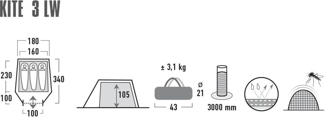 High Peak Kite 3 LW Zelt Oliv 2022 Camping-Zelt