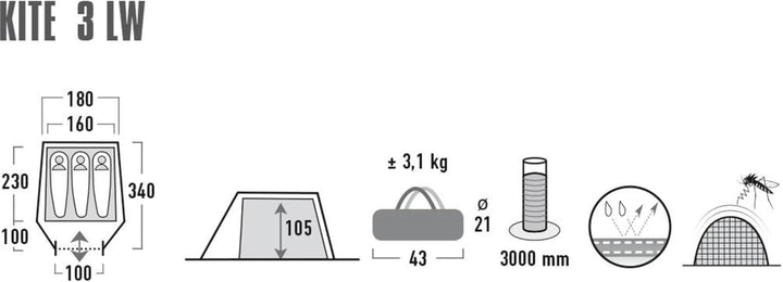 High Peak Kite 3 LW Zelt Oliv 2022 Camping-Zelt