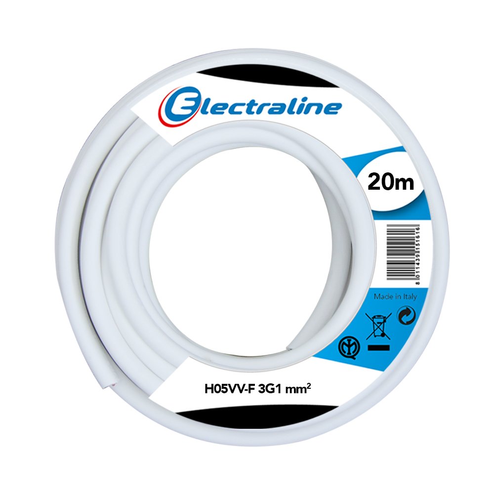 Kabel H05VV-F - 3G1 mm. - 20 mt - Weiss