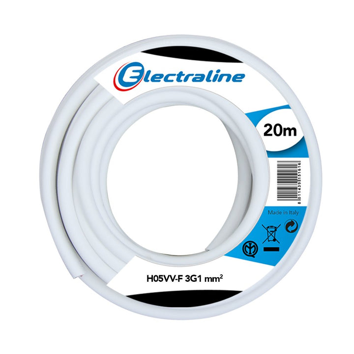 Kabel H05VV-F - 3G1 mm. - 20 mt - Weiss