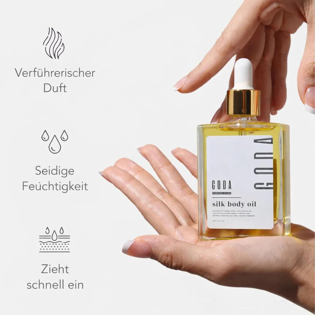 GODA Silk Body Oil 50 ml – Körperöl mit Jojoba Argan Mandelöl – Schnell einziehende Feuchtigkeitspfl