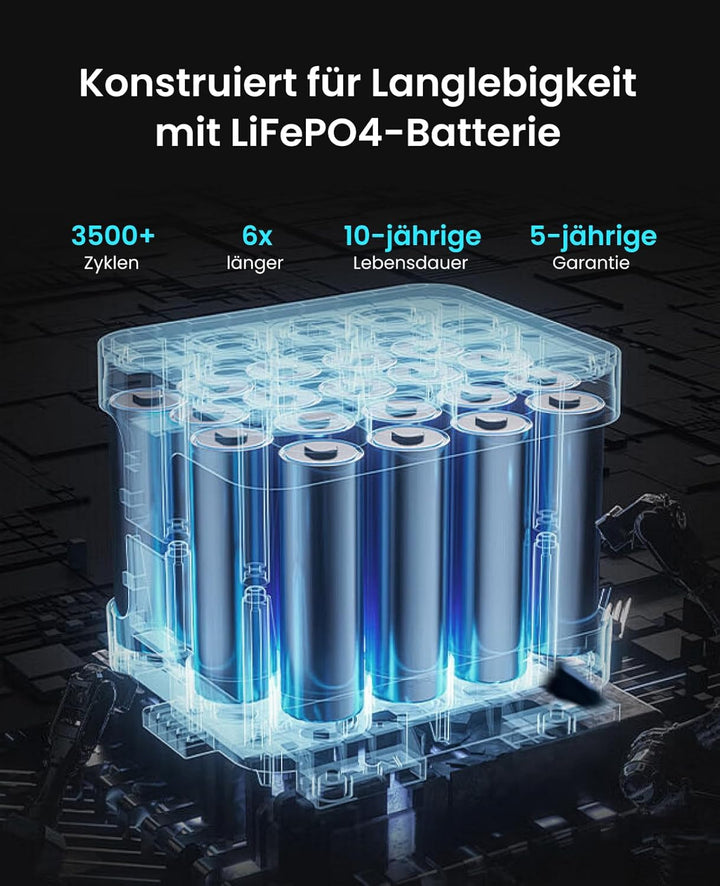 OUPES Exodus 1500 Tragbare Powerstation 1500W, 1488Wh Solargenerator mit 2 Steckdose (Boost 1700W, 3