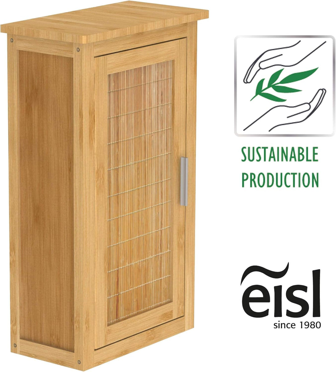 EISL Hängeschrank Bad, Badezimmerschrank schmal für die Wand, nachhaltige Badmöbel Bambus, Wandschra