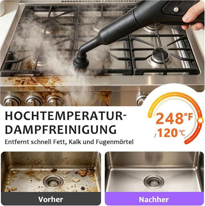 Dampfreiniger, tragbarer Dampfreiniger für den Haushalt, 120 °C Hochtemperaturdampf mit 20 Zubehörte