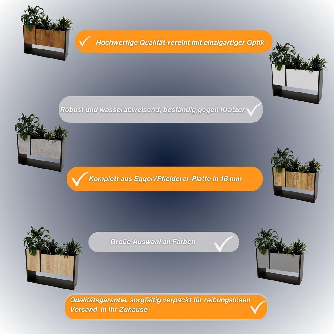 CraftPAK Blumenständer für Innen | Pflanzenständer aus hochwertigem Holzwerkstoff H45 x L64,5 x B22,