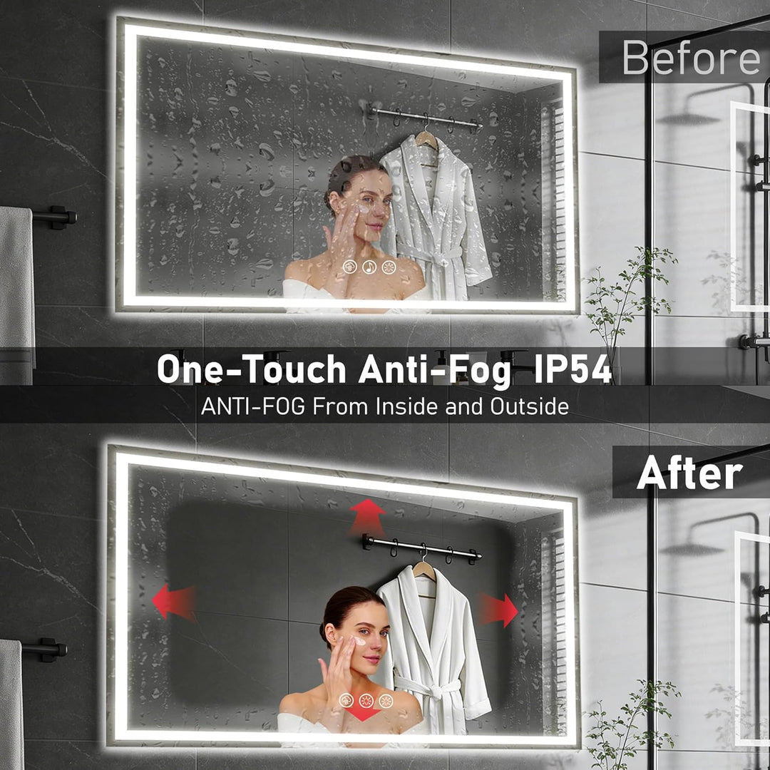 Ratsamee Badspiegel mit Beleuchtung LED, 70x120cm Bluetooth Spiegel mit Light, Wandspiegel mit Front