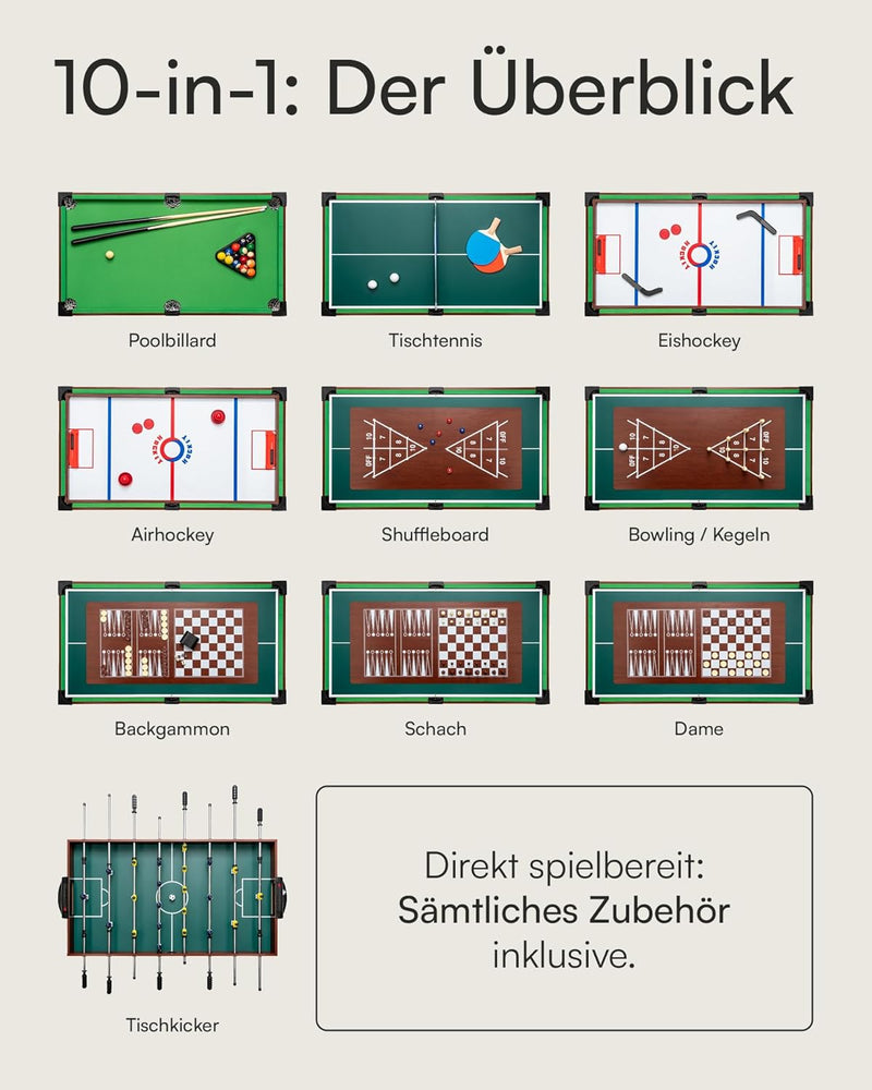 shelfmade Multifunktionaler Spieltisch, Tischfussball für Kinder, Holz, umbaubarer Billardtisch, Min