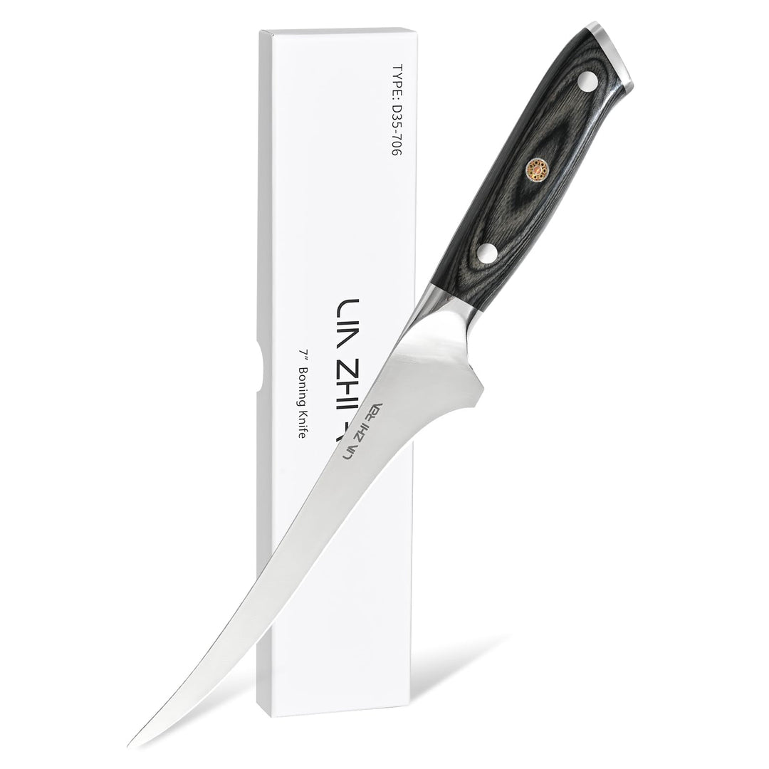 Filletmesser, 18 cm Professioneller Fisch, Knochenmesser mit ergonomischem Griff für Fleisch, Fisch,