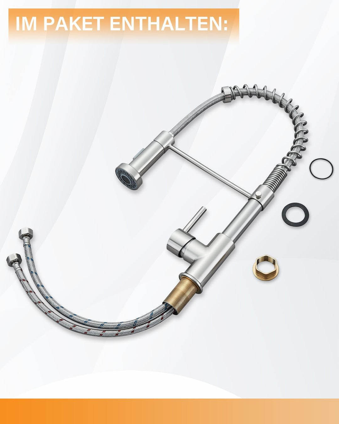 Hbronzeshower Wasserhahn Küche, Hochdruck Küchenarmatur mit Brause ausziehbar Armatur, 360° Schwenkb