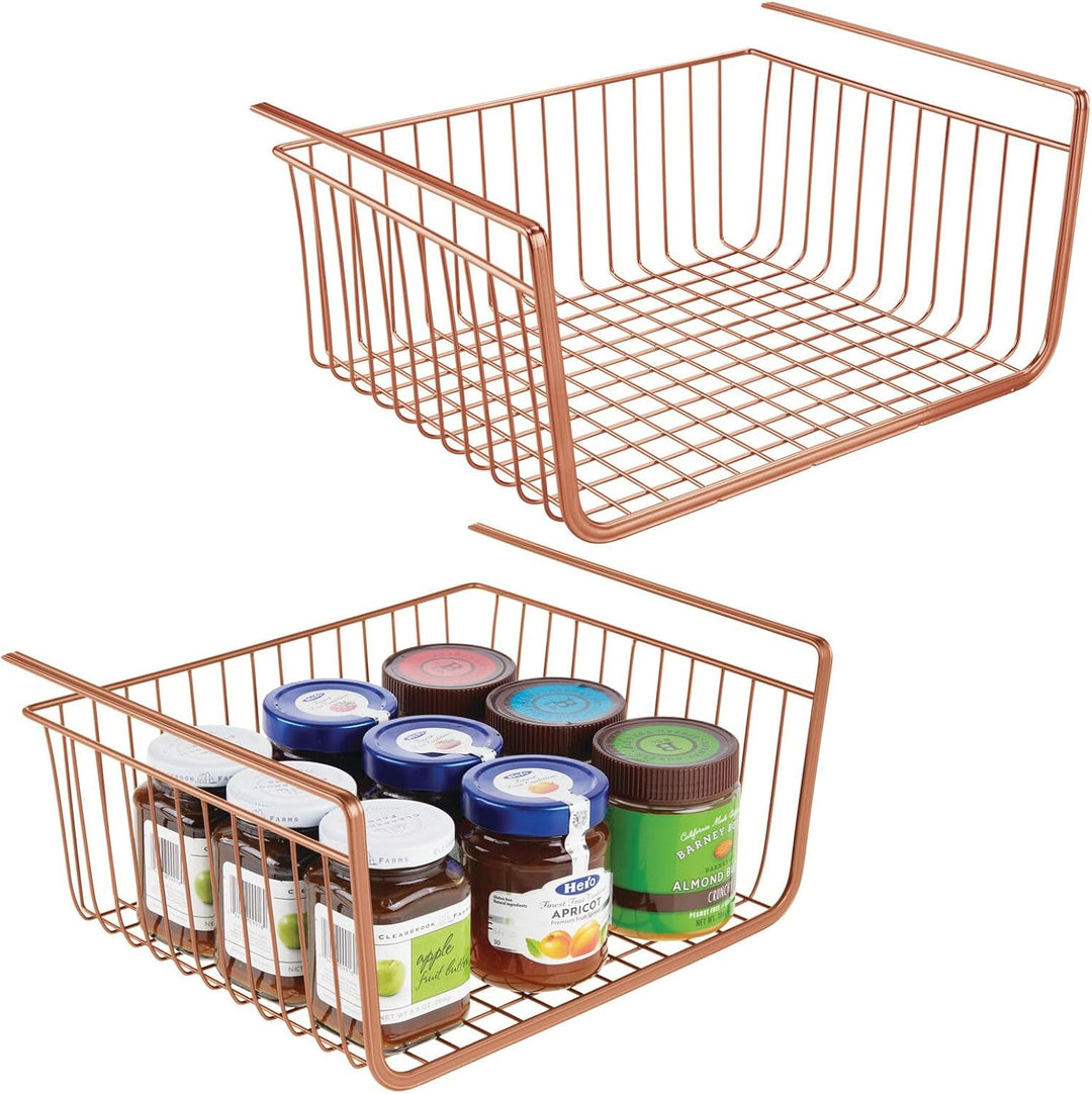 mDesign 2er-Set Hängekorb aus rostbeständigem Metall – grosser Aufbewahrungskorb für Küche und Vorra