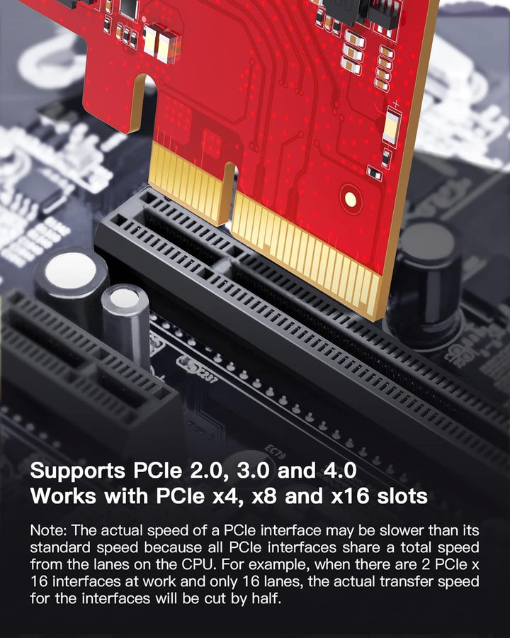 Inateck RedComets U21, PCIe zu USB 3.2 Gen 2 Karte mit insgesamt 16 Gbps Bandbreite, 3 USB Typ-A und