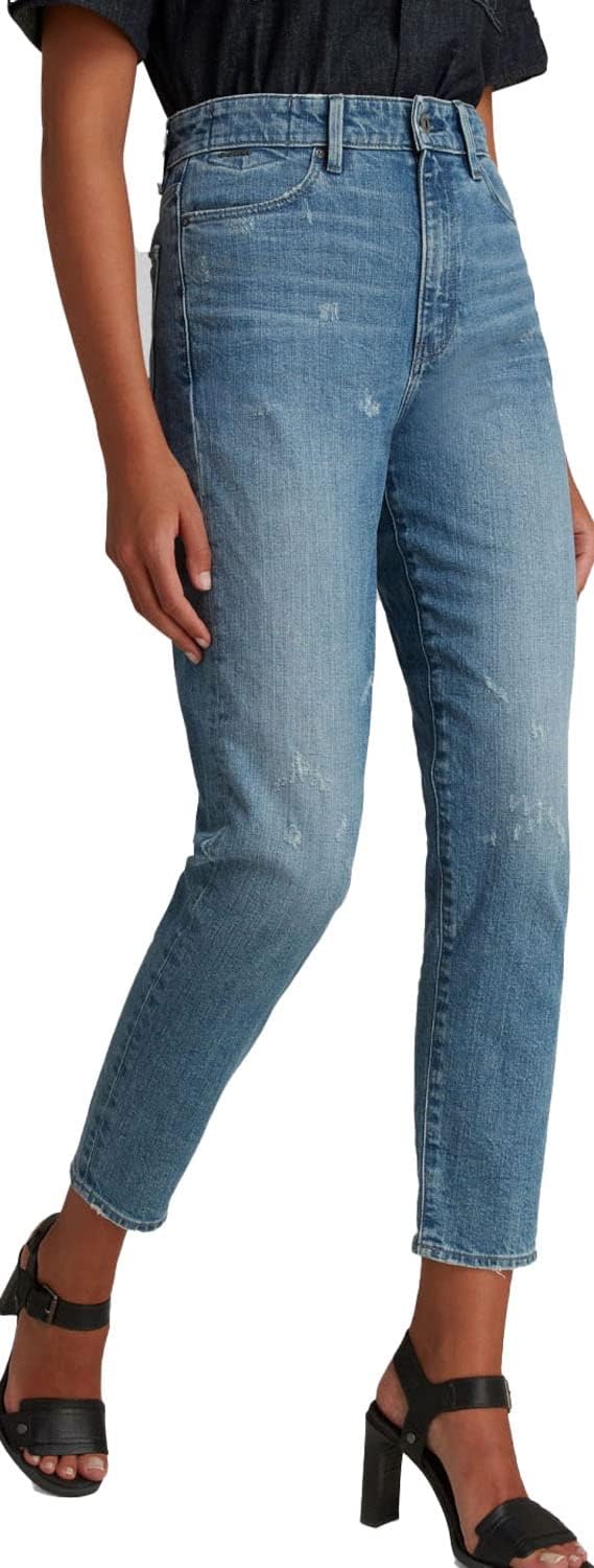 G-Star RAW Damen Janeh Ultra High Mom Ankle Jeans 28W / 28L Blau (Sun Faded Ice Fog Destroyed D16083