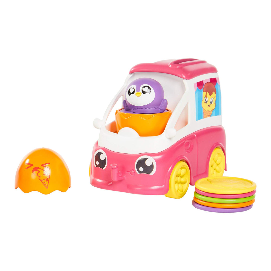 TOMY Toomies Versteck- und Quiek Mein kleiner Eiswagen, das Schiebe und Osterspielzeug für Babys, Mu