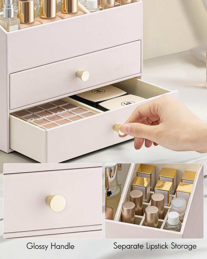 Vlando Make up Organizer mit 3 Schubladen, Schminktisch Organizer, Kosmetik Organizer, Schmink Organ