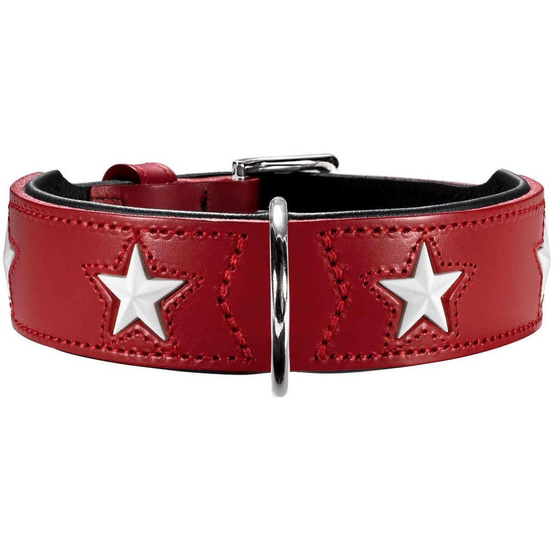 HUNTER MAGIC STAR Hundehalsband, mit Sternen, Leder, weich, 42 (S-M), rot rot 42 (S-M), rot 42 (S-M)