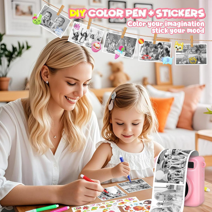 Sofortbildkamera Kinderkamera – 1080P 2,4 Zoll Bildschirm Kinderkamera Mit 32GB Karte & Druckpapier,