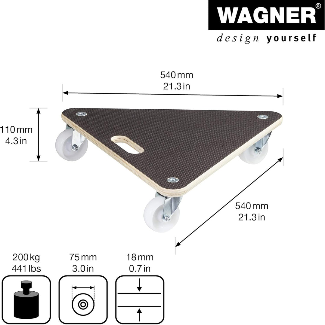 WAGNER Transporthilfe MM 1155 I 54 x 54 x 54 x 11 cm - Tragkraft 200 kg - für schwer beladene Kisten