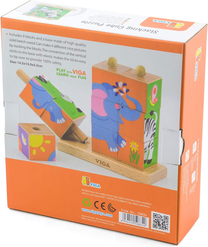 Viga Toys - Bilderwürfel Puzzle - Wildtiere