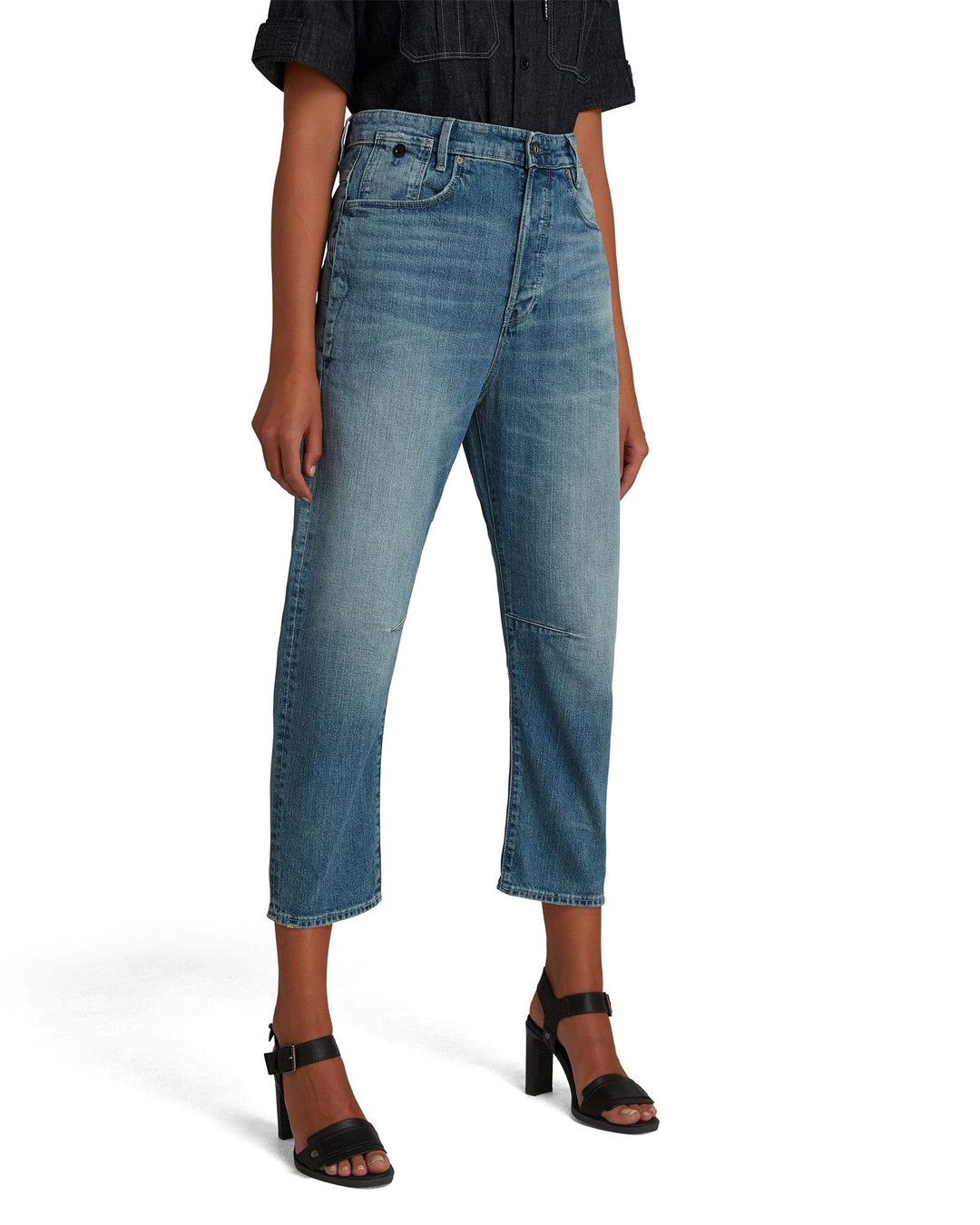 G-STAR Damen Jeans C-STAQ 3D Cropped Boyfriend C 26W / 32L Blau (Faded Tide D17870-c779-c460), 26W /