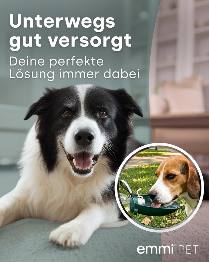 emmi-PET Hundetrinkflasche in Dunkelgrün I 580 ml I Auslaufsichere Trinkflasche mit integriertem Nap