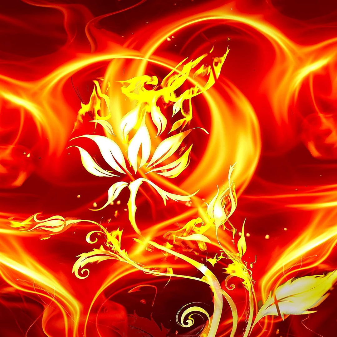 Runa Art Wandbilder Feuer Herz 5 Teilig Bild auf Vlies Leinwand Deko Wohnzimmer Feuerblume Flamme Ro