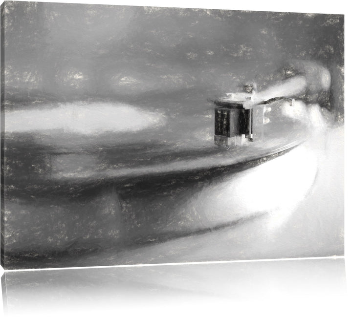 Schallplatte Kohle Effekt, Format: 100x70 auf Leinwand, XXL riesige Bilder fertig gerahmt mit Keilra