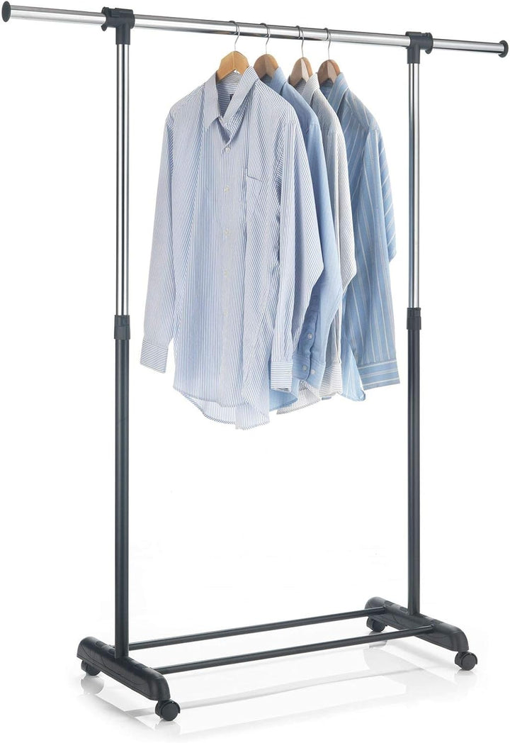 CARO-Möbel Rollgarderobe SALA Garderobenwagen Kleiderständer schwarz höhenverstellbar und ausziehbar