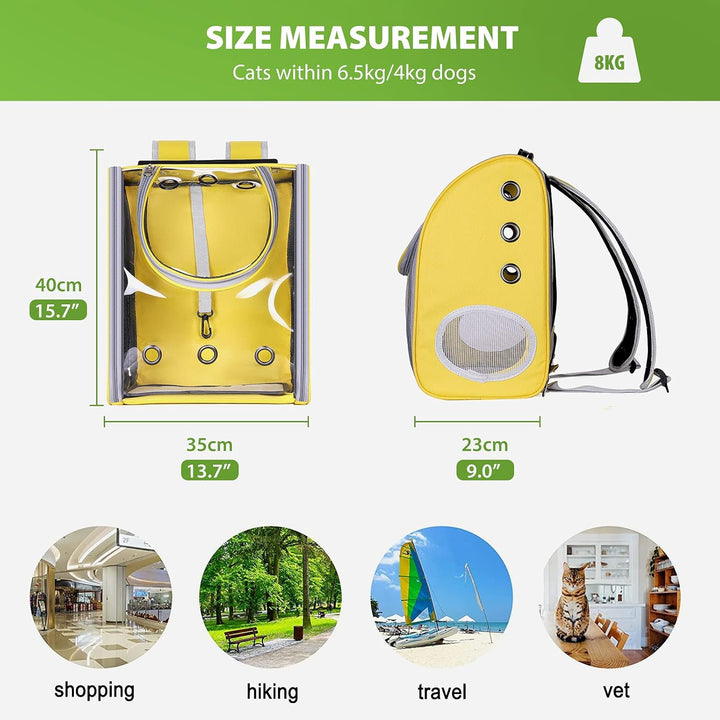 PETCUTE Hunderucksack,Atmungsaktive Transparente Katzenrucksack,Transporttasche Haustier Rucksack mi